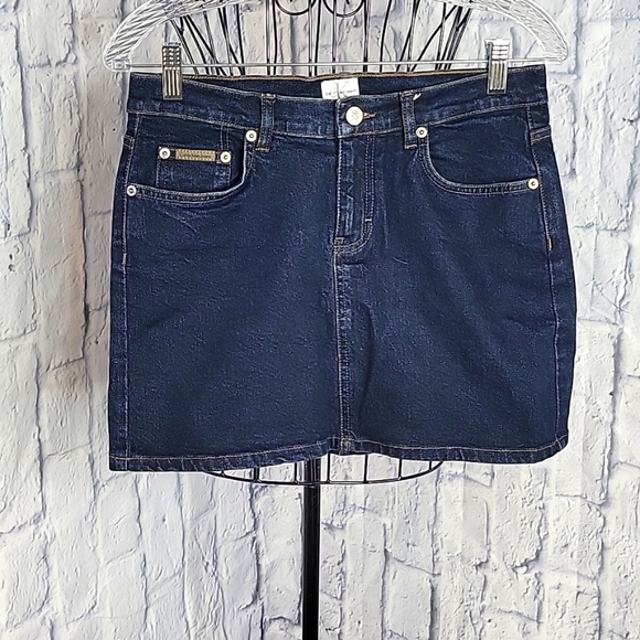 CALVIN KLEIN Dark Blue Jean Mini Skirt‎ Size 7 - Picture 1 of 7
